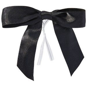 Juvale 100-Pack Twist Tie Bows - Black 3" Satin Ribbon Small Bows For Gift Wrapping Treats Party Favors Craft Decoration - 1 of 4