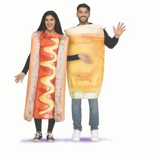 Fun World Adult Hot Dog & Beer Couple's Costume - Size One Size Fits Most - Brown - 1 of 1