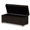 Janna Rustic Faux Leather Upholstered and Wood Storage Ottoman Dark Brown/Oak Brown - Baxton Studio - 2 of 4