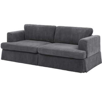 TiramisuBest Modern Corduroy Skirted Sofa ¨C Charcoal Grey