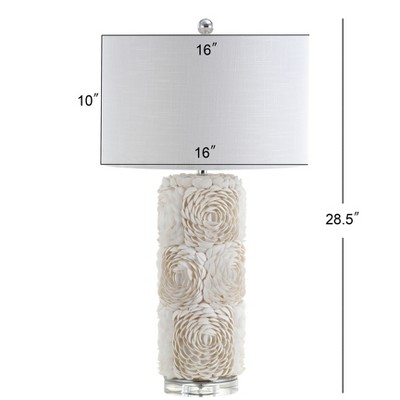 Rosette White Seashell Resin Table Lamp with Cotton Shade