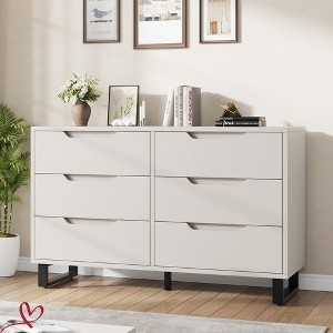 6 Dresser for Bedroom, 47.2" Freestanding Wide Dresser Vertical Drawer Cabinet with Storage, - 1 of 4