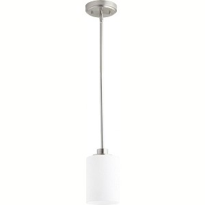 Quorum Lighting Lancaster 1-Light Pendant, Satin Nickel, Glass, 5W x 8.25H, Stem Hanging, Dry Rated - 1 of 2
