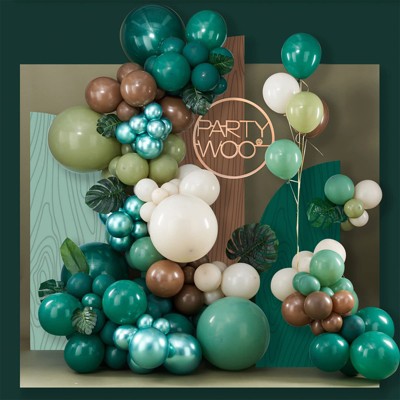 PartyWoo Balloon Arch Kit Green Brown Sand White Boho 18 12 10 5 Inch 140 pcs