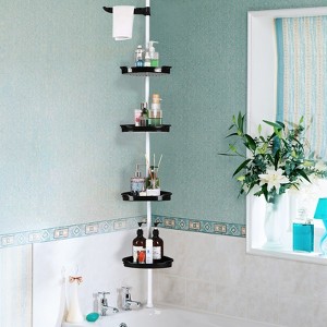 Corner Shower Caddy, Rust-Proof Bathroom Storage Organizer with 4-Tier Adjustable Shelves, Conner Shower Shelf with Rubber Pad, 101.6 Inch-122 Inch - 1 of 4