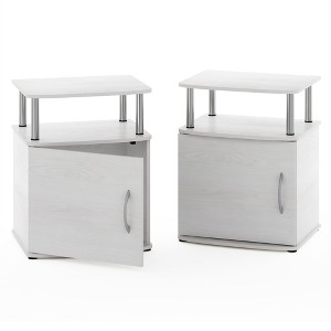 Furinno JAYA Utility Design End Table, White Oak, Stainless Steel Tubes - 1 of 1