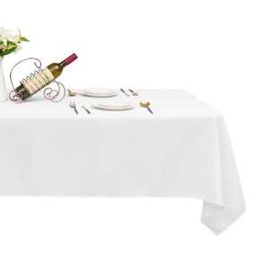 Costway 10 PCS 60'' x 102'' Rectangle Polyester Tablecloth For Home Wedding Restaurant Party WhiteBlackIvory - 1 of 4