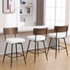 Bekrvio 29" Counter Height Swivel Bar Stools Set of 2/3 - Upholstered Faux Leather, Wood Backs & Metal Legs, Counter Stools for Kitchen Island - 3 of 4