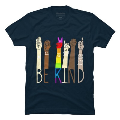 Adult Design By Humans Pride Be Kind Sign Language By Avocato T-Shirt
