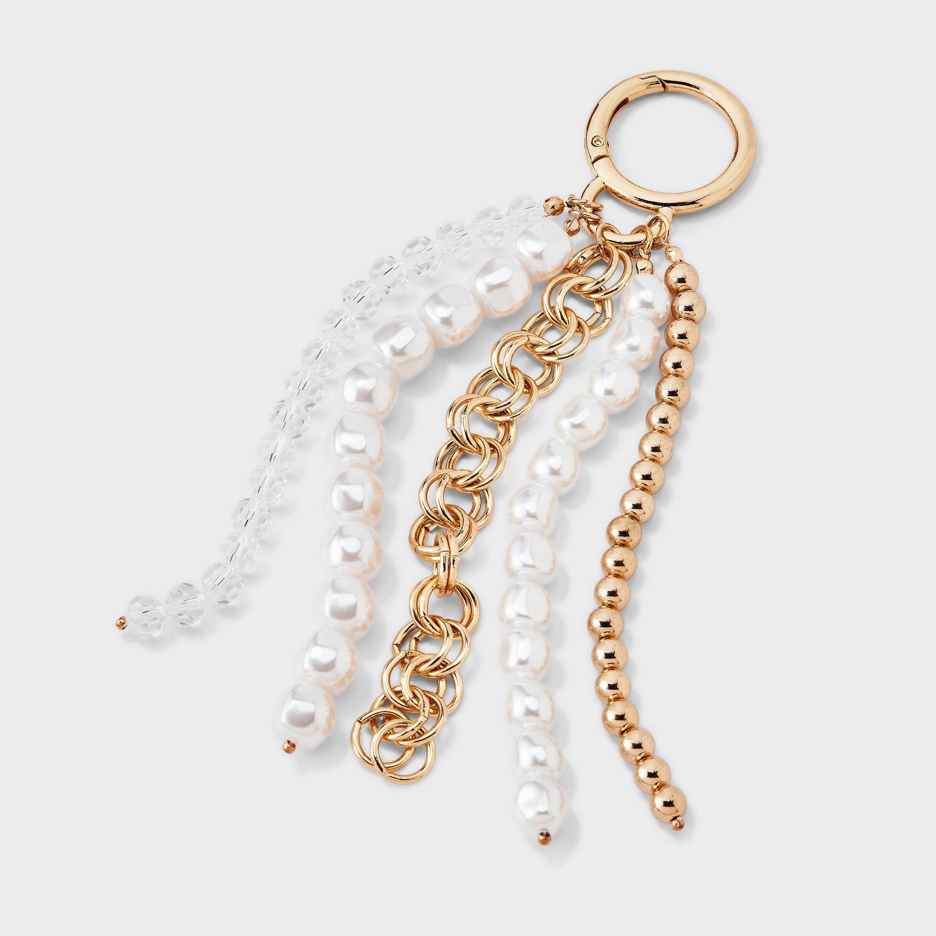 Beaded Pearl Tassel Chain Bag Charm - A New Day™ Gold/Peral