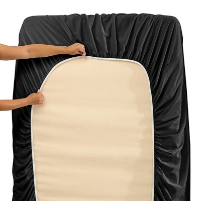 Queen Black Microfiber Deep Pocket Bed Sheet Set