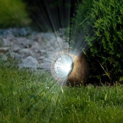 Brown Faux-Stone Solar LED Pathway Lights, 4-Pack