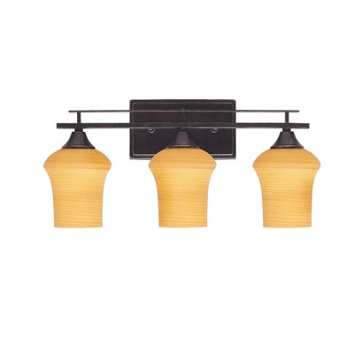 Toltec Lighting Uptowne 3 - Light Vanity in  Dark Granite with 5.5" Zilo Cayenne Linen  Shade