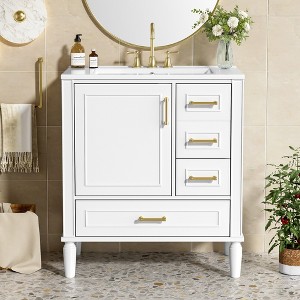 FONTOI 30 Inch Bathroom Vanity with Sink Freestanding Storage Cabinet with 3 Drawers and Soft Close Doors for Bathroom, 18.3"*30"*34" - 1 of 4