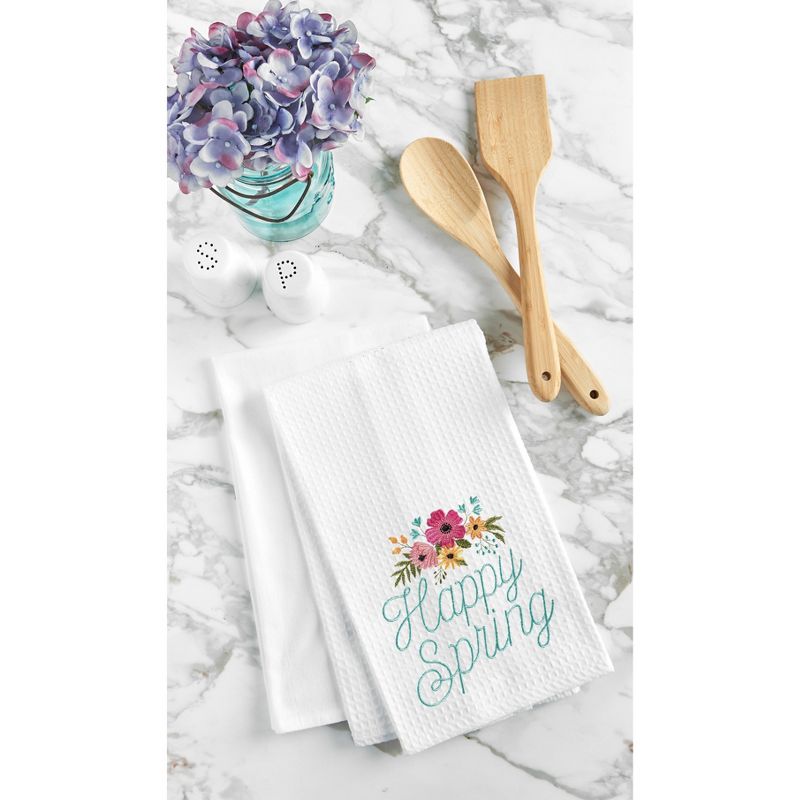 C&F Home Happy Spring Embroidered Waffle Weave Kitchen Towel, 3 of 6