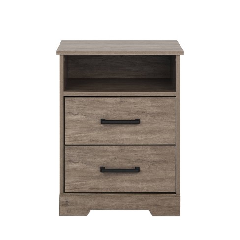 Prepac Rustic Ridge Farmhouse Nightstand with 2 Drawers and Open Shelf - image 1 of 4