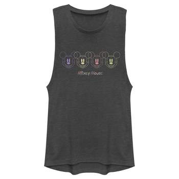 Women's Mickey & Friends Black And White Mickey Mouse Racerback Tank Top -  Black Heather - X Large : Target