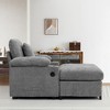 Whisen Modern Oversized Chair with Ottoman, Comfy Chenille Sofa Bed with Cupholders and USB Charging Ports - 3 of 4