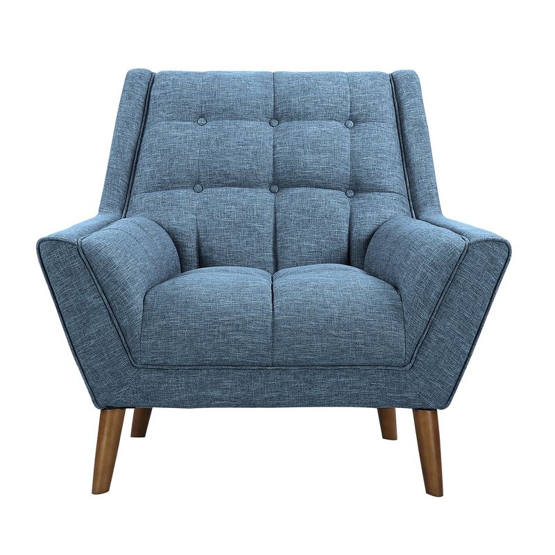 Cobra Mid-Century Modern Chair in Blue Linen and Walnut Legs - Armen Living, 4 of 8