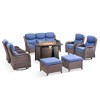 Gymojoy 8 Pieces/9 Pieces Outdoor Fire Pit Table w/ Patio 6in Sofa Swivel Chairs Table Ottoman Set - 3 of 4