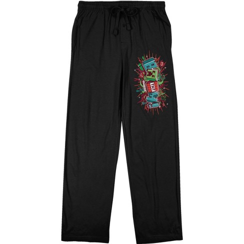 Minecraft Creeper Boom QT Men s Black Sleep Pajama Pants Medium