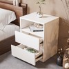ATJafurn White Cabinet Freestanding Storage Cabinet, Floor Cabinet Nightstands With 2 Drawers For Living Room, Bed Room - 3 of 4