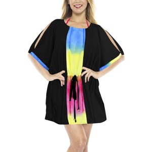 HAPPY BAY Women's Summer Bathing Suit Cover-up Short Holiday Beachwear Mini Swim Suit Loose Beach Dress X-Large-XX-Large Black Solid - 1 of 4