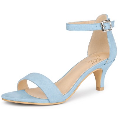 BLISSFUL STEP Women's Open Toe Ankle Strap Kitten Heels Sandals