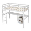 VASIP White Twin Loft Wood Bed with Under-bed Storage, Built-in Desk, 2-Drawer Cabinet, Safety Guardrails & Ladder - 2 of 4