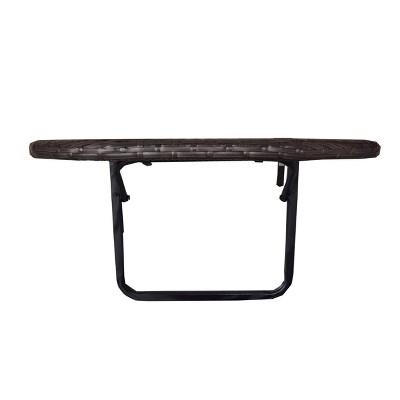 Brown Wicker Foldable Balcony Table with Metal Frame