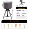 18" Industrial Tripod Table Lamp with Natural Wood Base, Metal Accents & Linen Shade for Bedroom, Living Room or Office,Gray - 3 of 4