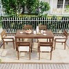 7 Piece Brown Acacia Wood Patio Dining Set with Cushioned Chairs Outdoor Table and Chairs for Deck Backyard Balcony or Garden–The Pop Home - 2 of 4