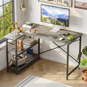 Bestier 47 inch Corner L-Shaped Desk with Storage Shelves Home Office Desk - 1 of 4