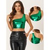 INSPIRE CHIC Women's Metallic Cropped One-Shoulder Party Cropped Holographic Tank Tops - 2 of 4
