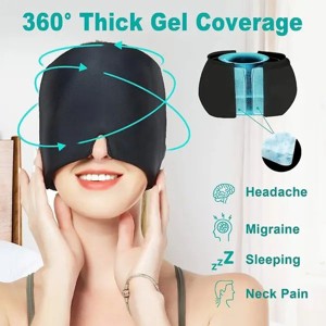 360° Massage Migraine Relief Hat Stress Relief Eye Mask Gel Hot Cold Therapy Headache Pain Relief Cap Ice Head Wrap for Headache and Puffy Eyes - 1 of 4