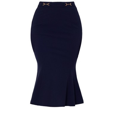 Allegra K Women's High Waist Ruffle Hem Fishtail Mermaid Midi Bodycon Skirt