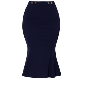 Allegra K Women's High Waist Ruffle Hem Fishtail Mermaid Midi Bodycon Skirt - 1 of 4
