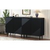 70" Set of 2 Modern Sideboard Cabinet with Adjustable Shelves, TV Stand with Geometric Door Design for Living Room - 3 of 4