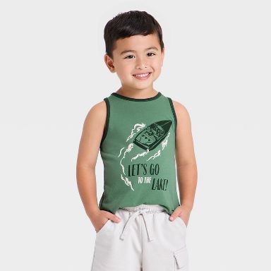 Toddler Boys' Boats and Lakes Tank Tops - Cat & Jack™ Green 12M