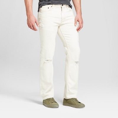 white straight cut jeans