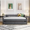 YOOCOZZ Full Size Solid Wood Upholstered Daybed with Storage Drawers - Gray - 2 of 4