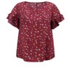 GRACE & GRANDEUR Women's Plus Size Floral-Print Crew Neck Double Layer Ruffle Short Sleeve Casual Blouses - 4 of 4