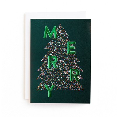Minted 10ct 'Merry' Christmas Lights Tree Boxed Holiday Greeting Card Pack