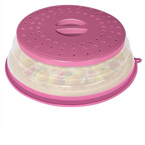 Itopfox Collapsible Microwave Splatter Cover with Vent Holes, Foldable Lid for Dishes & Bowls, Multi-Use Kitchen Splatter Guard & Colander (Purple) - 1 of 4