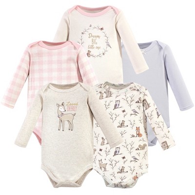 Hudson Baby Infant Girl Cotton Long-sleeve Bodysuits 5pk, Enchanted ...