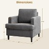 Mid-Century Accent Chair, Single Seat Sofa Modern Living Room Arm Chair With Breathable Linen Fabric - 4 of 4