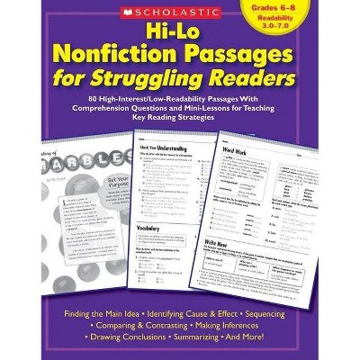 Hi-Lo Nonfiction Passages for Struggling Readers: Grades 6-8 - by  Scholastic Teaching Resources & Scholastic (Paperback)