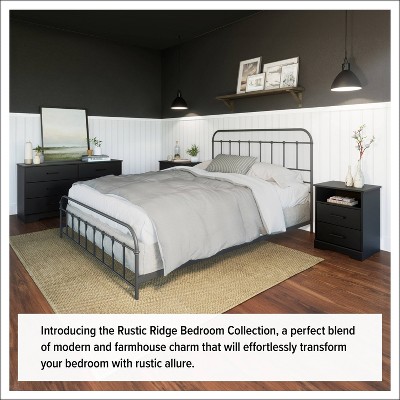 Rustic Black Vertical 6-Drawer Farmhouse Dresser