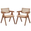 Royal Hampton 22 Inch Dining Armchair Set of 2, Woven Rattan, Natural Brown Wood - 2 of 4