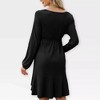 Womens Maternity Dress V Neck Long Sleeve Tie Waist Flowy Dress Midweight Dress for Baby Shower Photography Fall Outfits for Maternity - 2 of 4